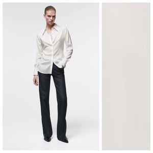 NWT. Massimo Dutti Mulberry Silk White Shirt. Size 8.